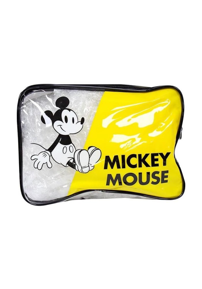 DAISO Mickey Mouse Vinyl Pouch with Gusset - Black and Yellow - Image 1
